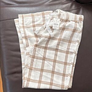 J. Crew Women's Cream and Brown Plaid Pajamas